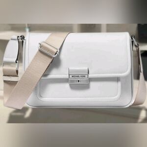 Michael Kors Vibrant White Crossbody Bag Light Tan Strap